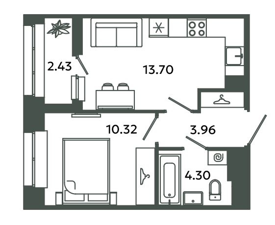 1 ккв 33,5 м²