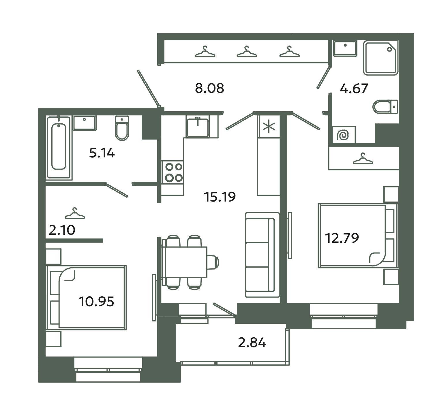 3 ккв (Евро) 60,3 м²