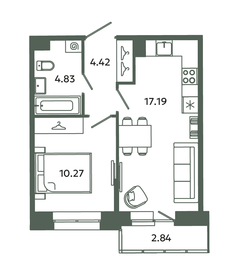 2 ккв (Евро) 37,6 м²