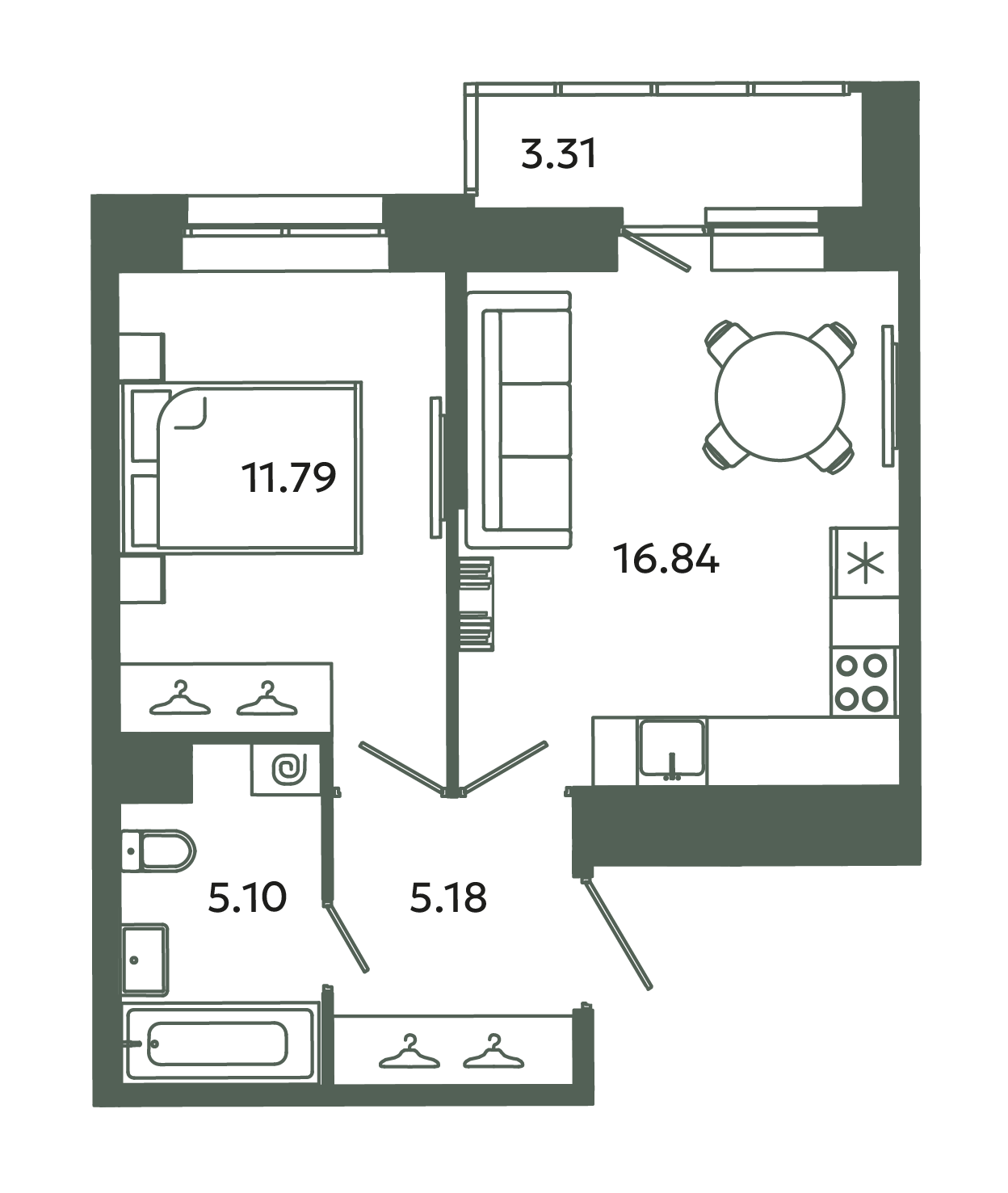 2 ккв (Евро) 40,6 м²