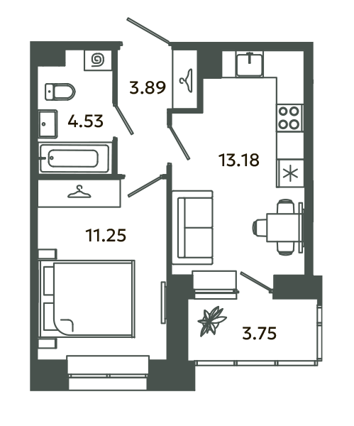 1 ккв 34,7 м²