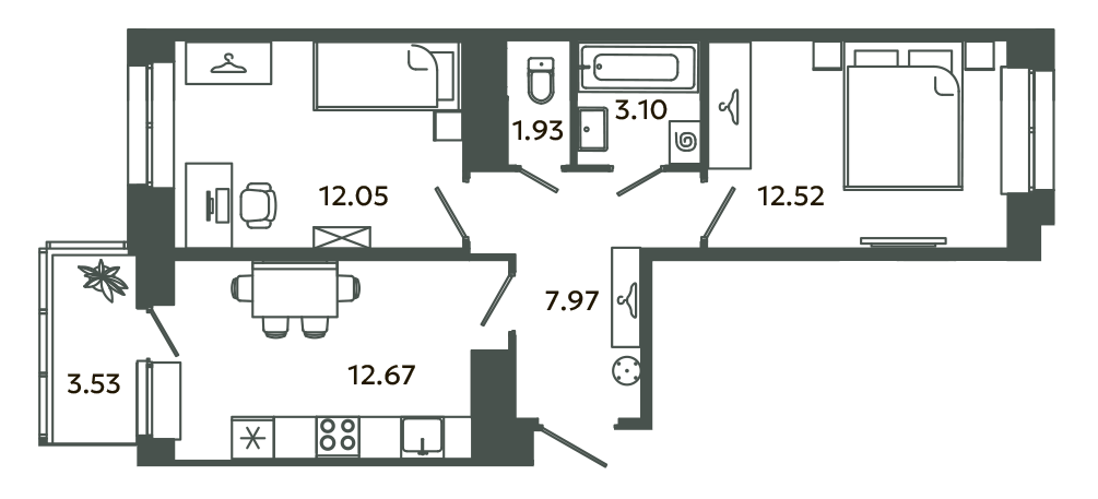 2 ккв 52 м²