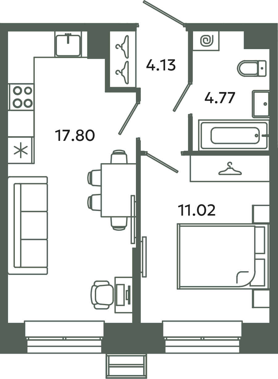 2 ккв (Евро) 37,7 м²
