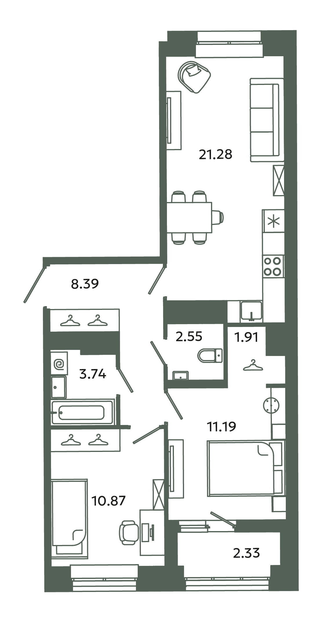3 ккв (Евро) 61,1 м²