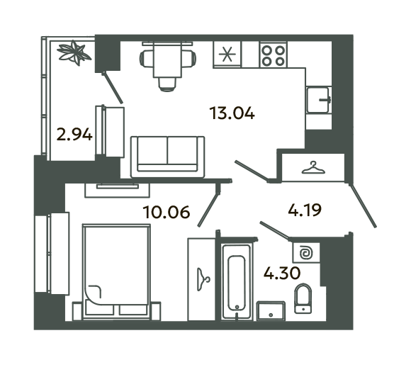 1 ккв 33,1 м²