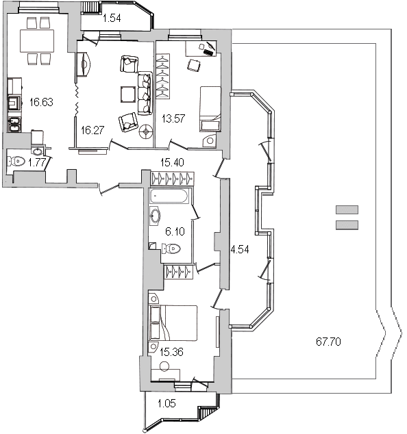 3 ккв 127,4 м²