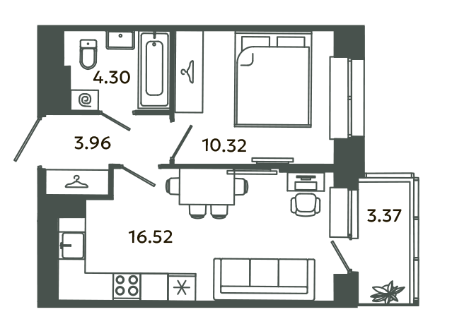 2 ккв (Евро) 36,1 м²