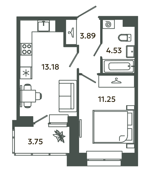 1 ккв 34,7 м²