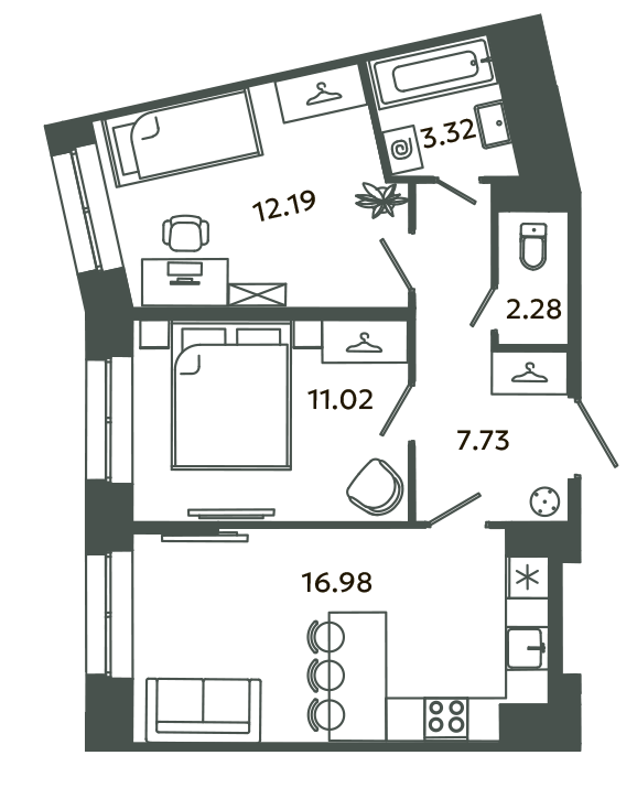 3 ккв (Евро) 53,5 м²