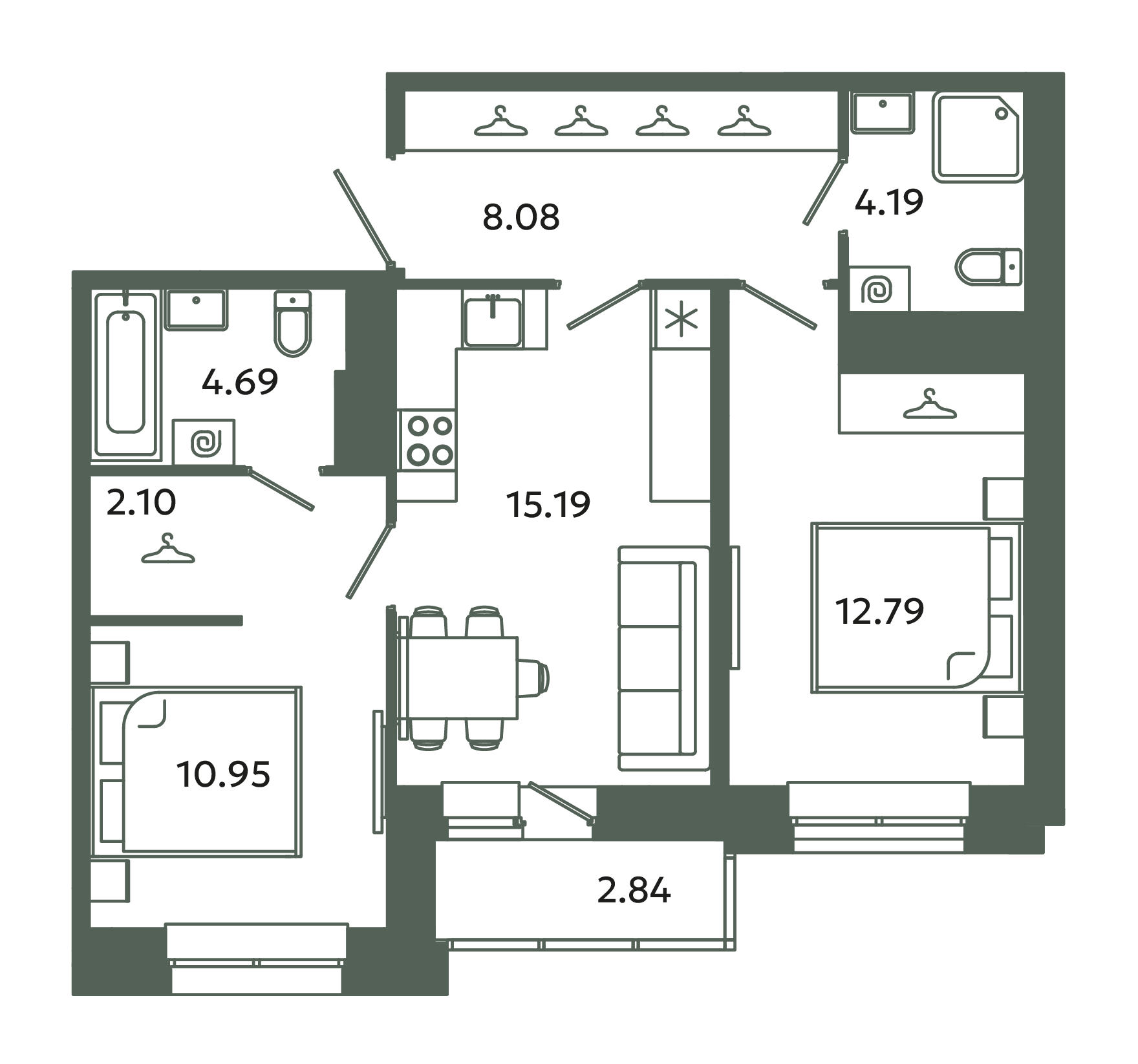 3 ккв (Евро) 59,4 м²