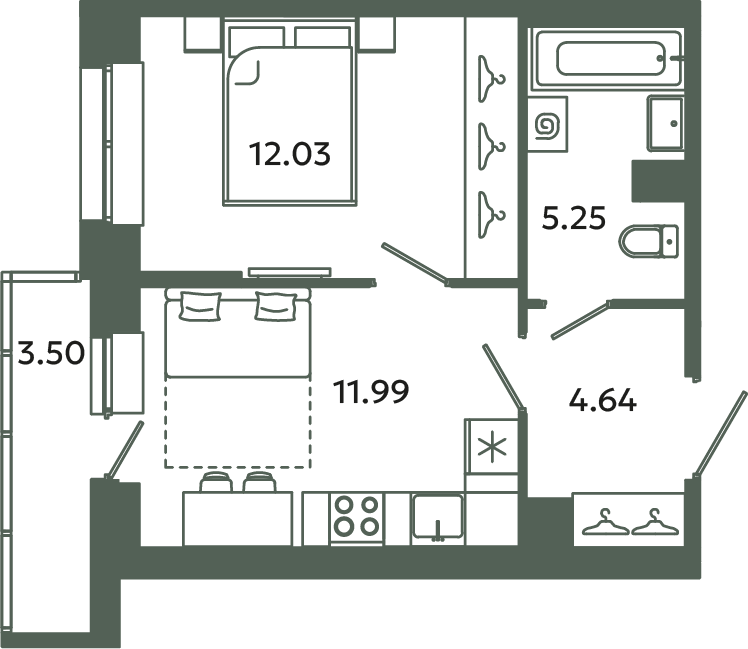 1 ккв 35,7 м²