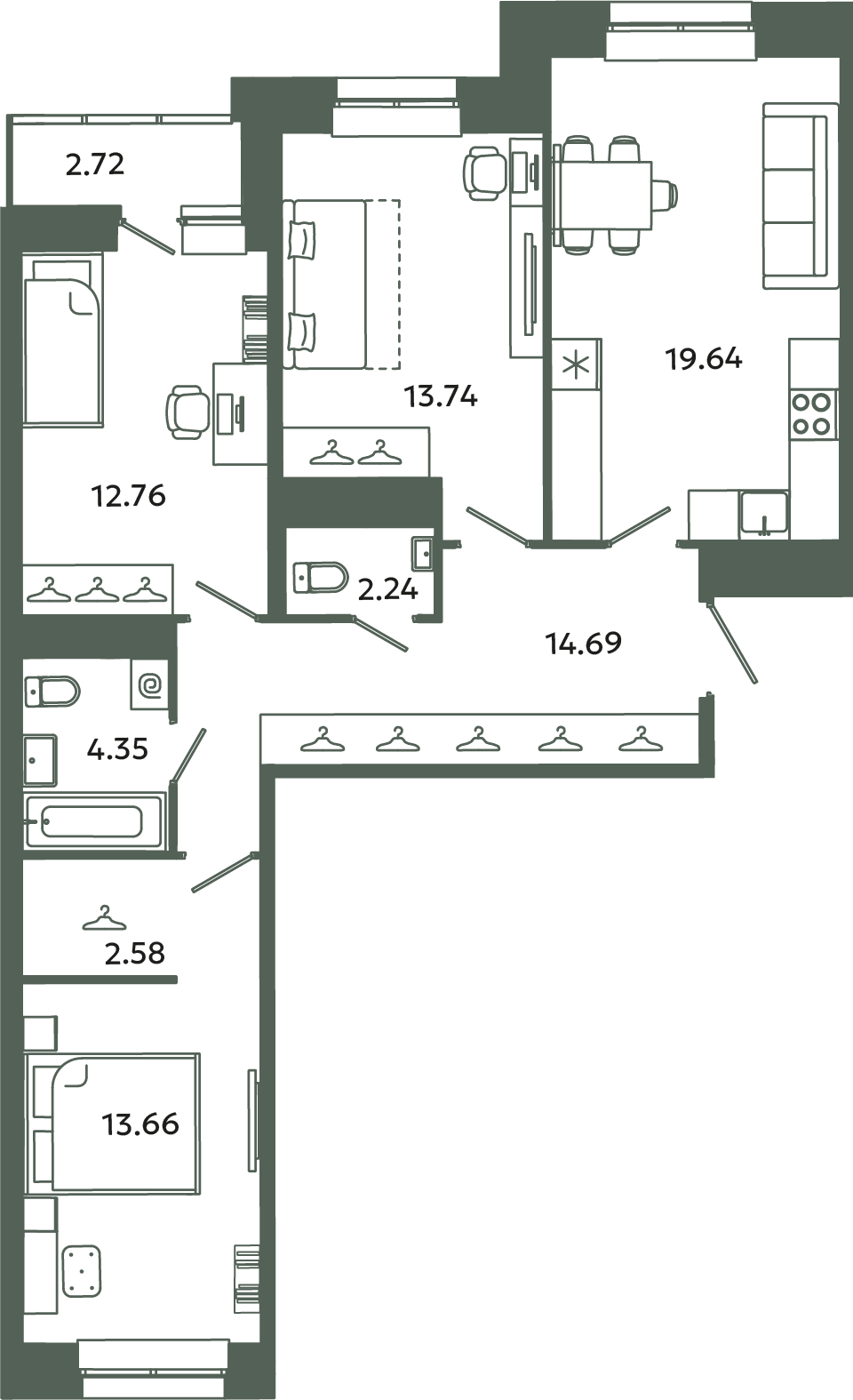 4 ккв (Евро) 85 м²