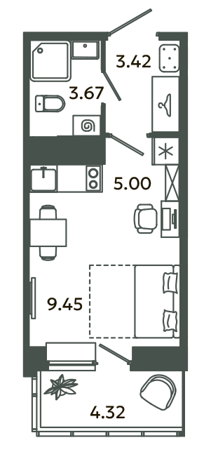 Студия 22,8 м²