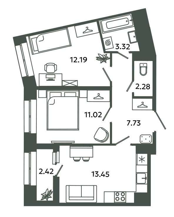 2 ккв 51,2 м²