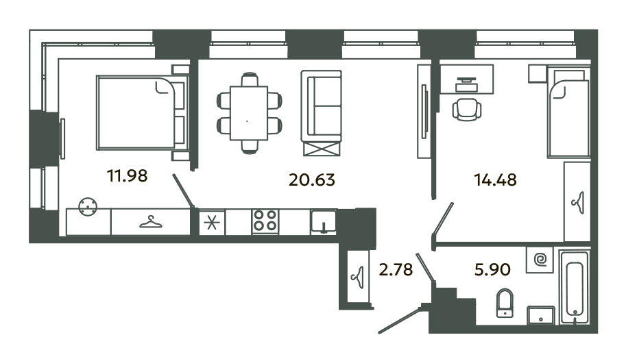 3 ккв (Евро) 55,8 м²