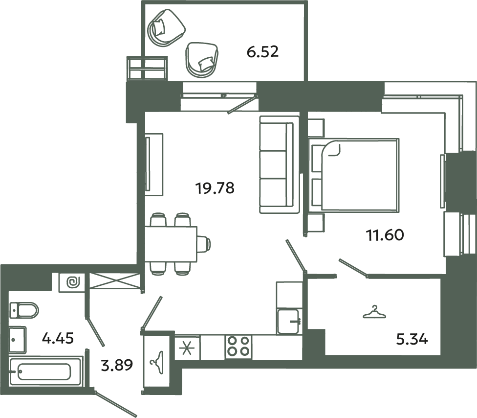 2 ккв (Евро) 47 м²