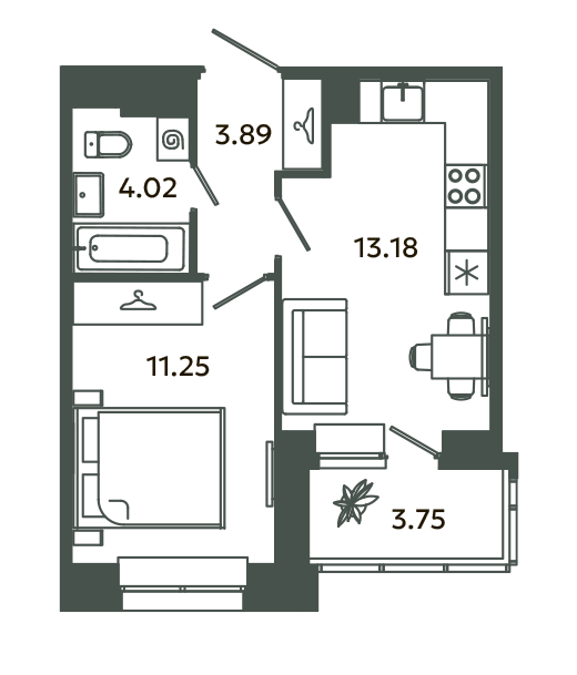 1 ккв 34,2 м²