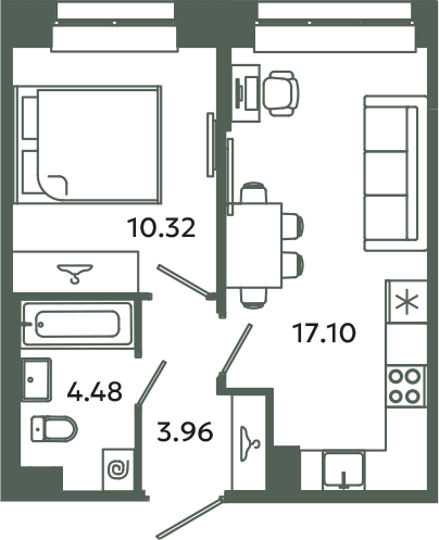 2 ккв (Евро) 35,9 м²