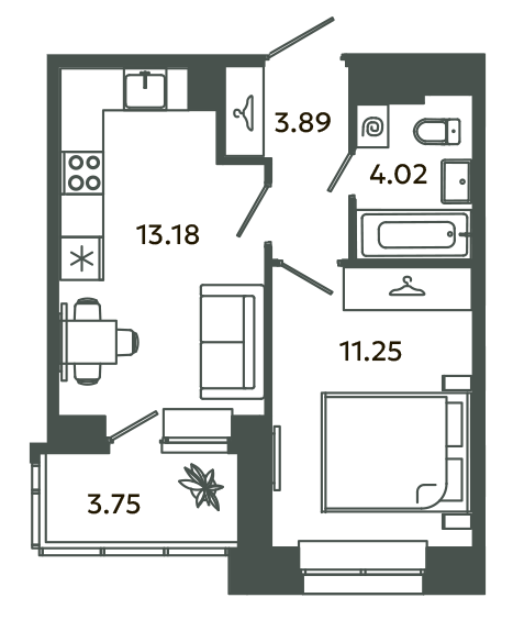 1 ккв 34,2 м²