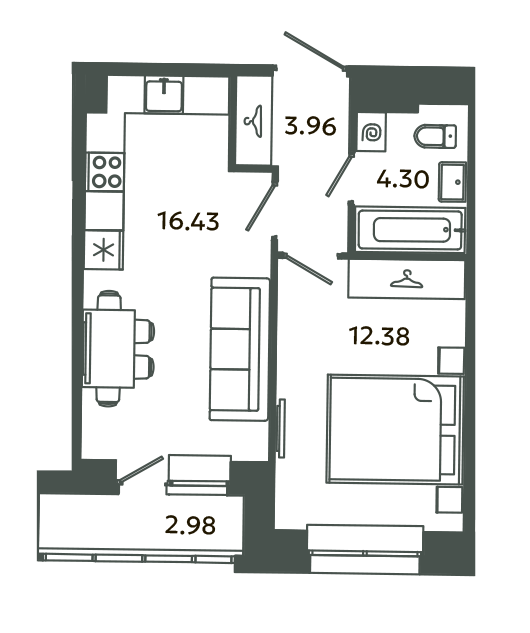 2 ккв (Евро) 38,4 м²