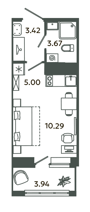 Студия 23,6 м²
