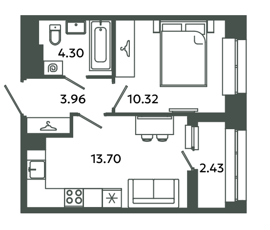 1 ккв 33,5 м²
