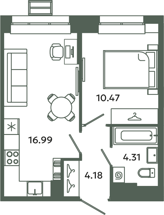 2 ккв (Евро) 36 м²