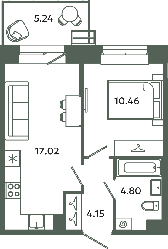 2 ккв (Евро) 38 м²