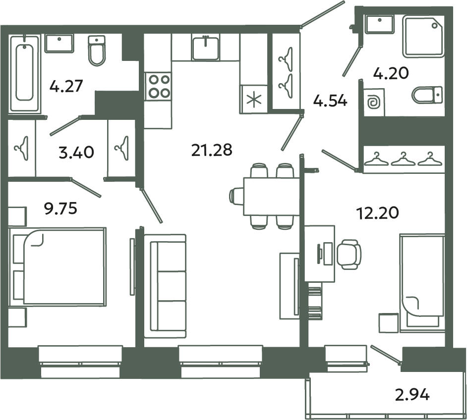 3 ккв (Евро) 60,5 м²