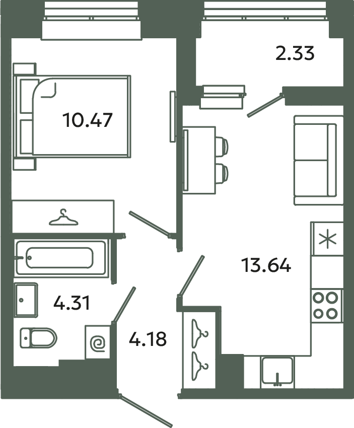 1 ккв 33,8 м²