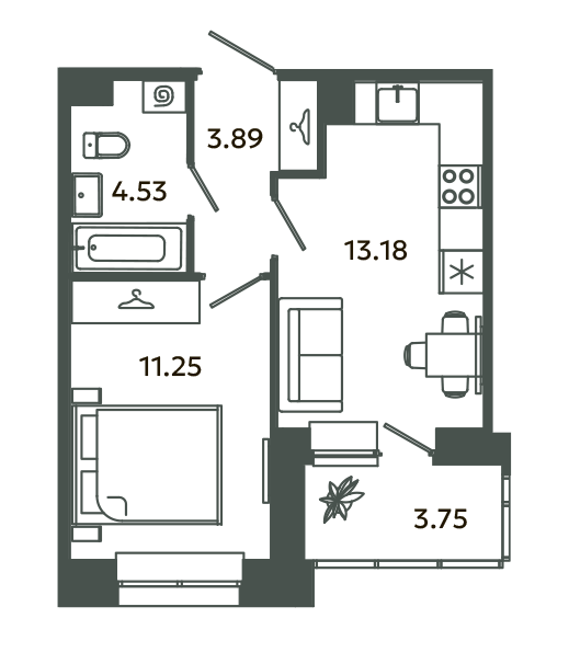 1 ккв 34,7 м²