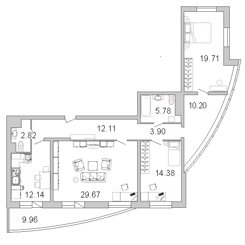3 ккв 114,8 м²