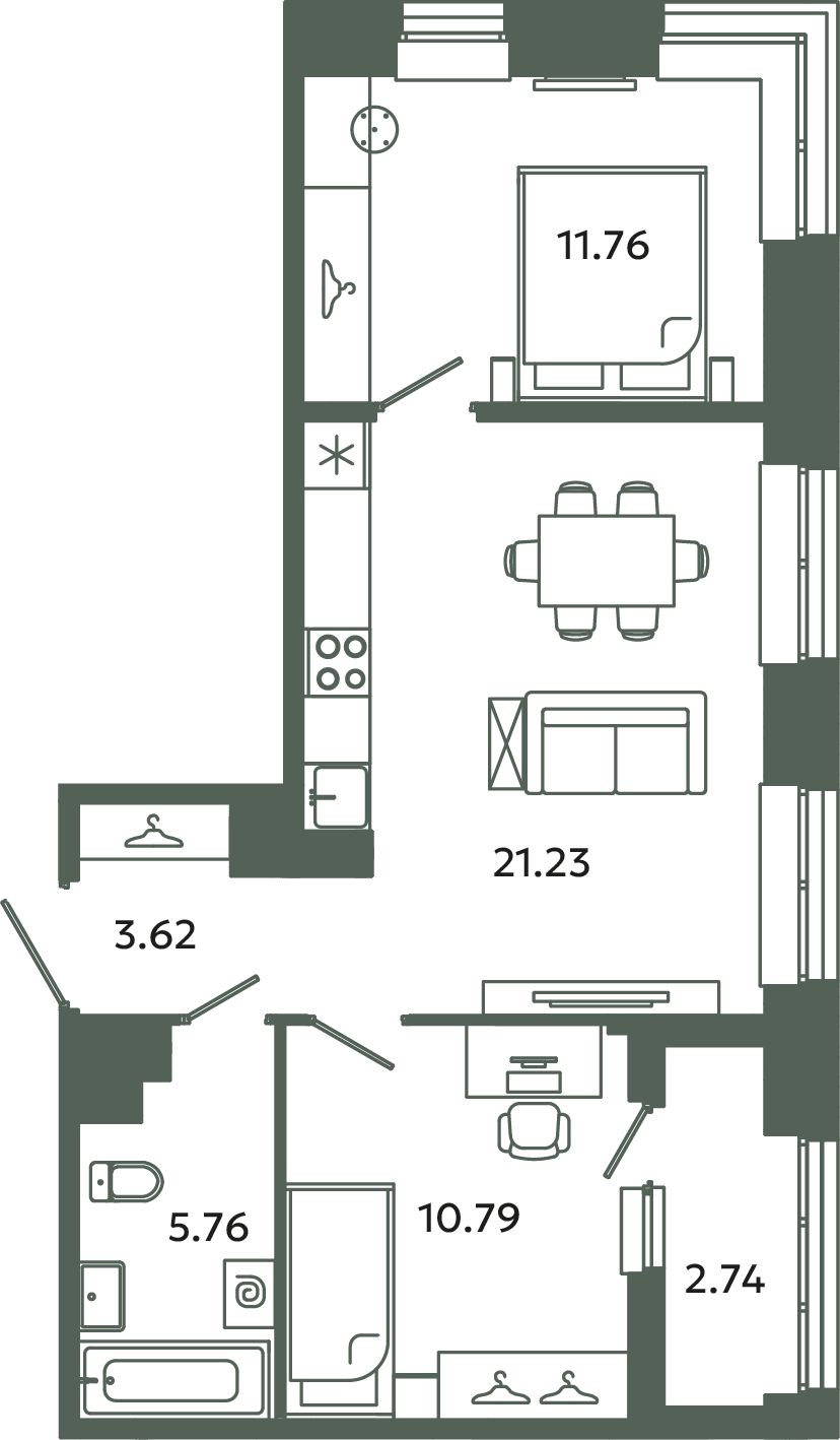 3 ккв (Евро) 54,5 м²