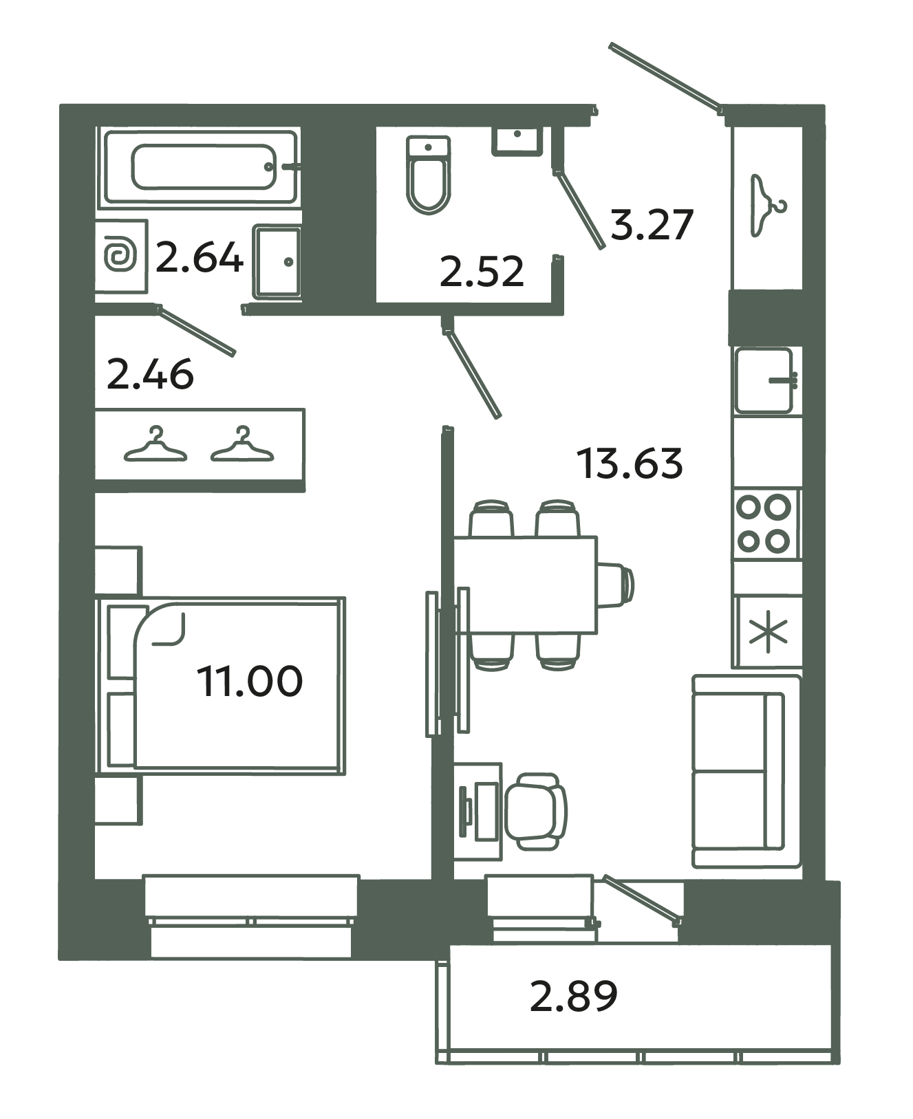 1 ккв 36,4 м²