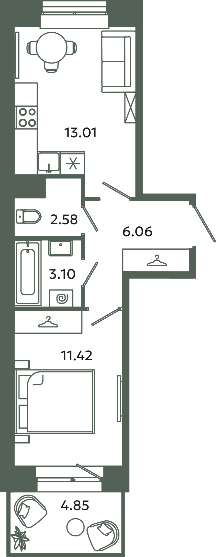 1 ккв 37,6 м²