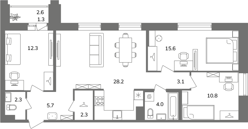 4 ккв (Евро) 85,6 м²