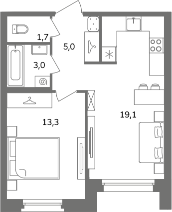 2 ккв (Евро) 41,5 м²