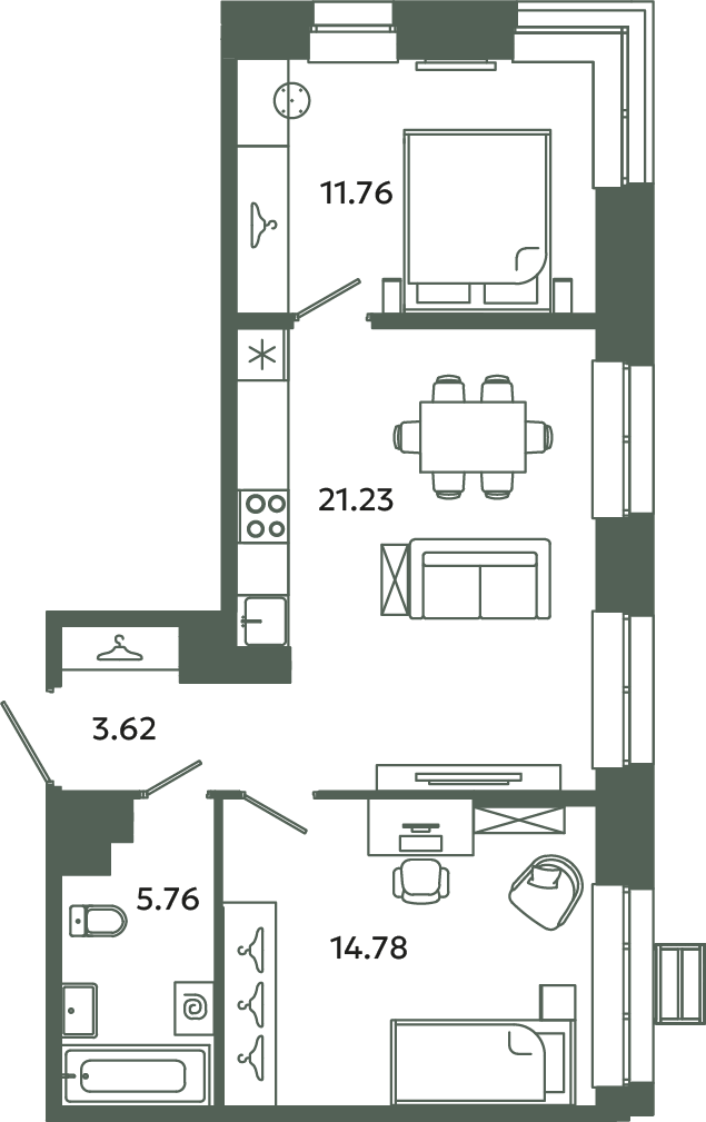 3 ккв (Евро) 57,2 м²