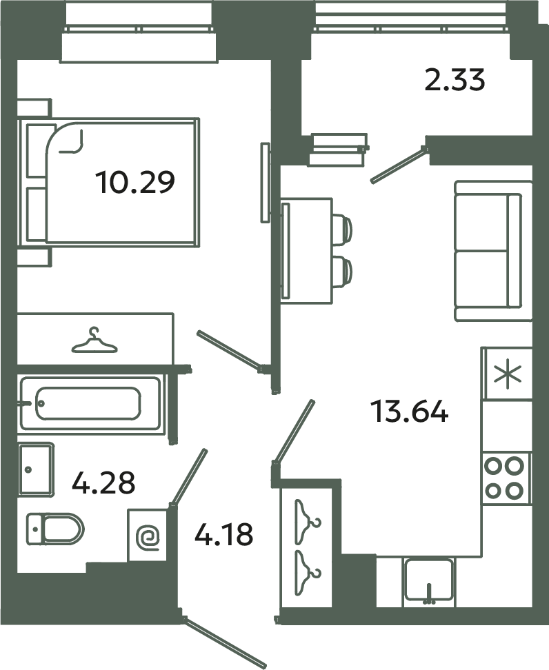 1 ккв 33,6 м²
