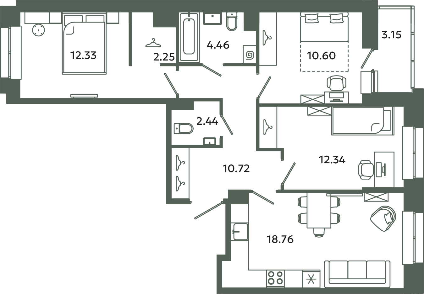 4 ккв (Евро) 75,5 м²