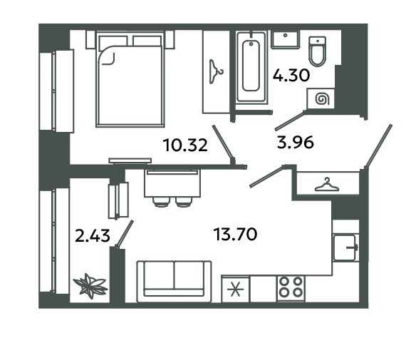 1 ккв 33,5 м²