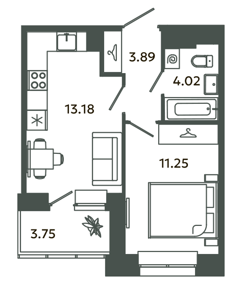 1 ккв 34,2 м²