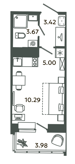 Студия 23,6 м²