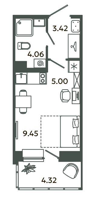 Студия 23,2 м²