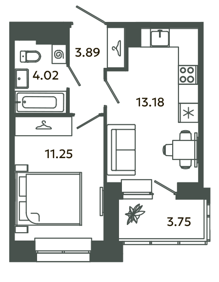 1 ккв 34,2 м²