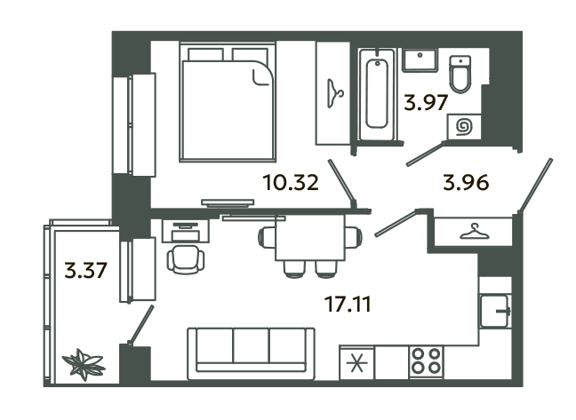 2 ккв (Евро) 36,4 м²