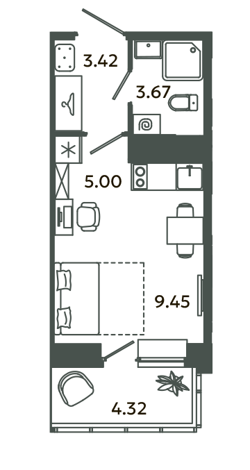 Студия 22,8 м²