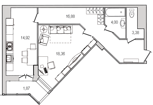 1 ккв 61,2 м²
