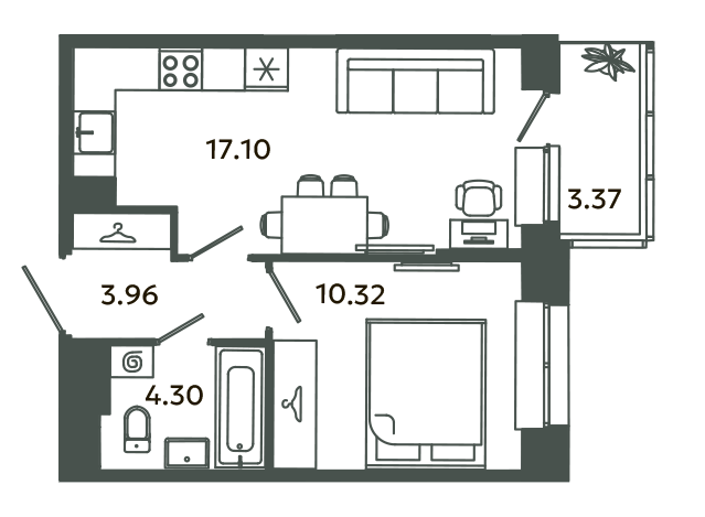 2 ккв (Евро) 36,7 м²