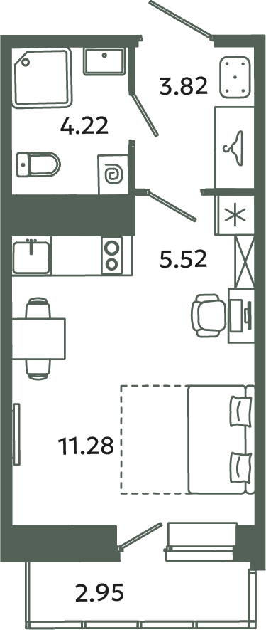 Студия 25,7 м²